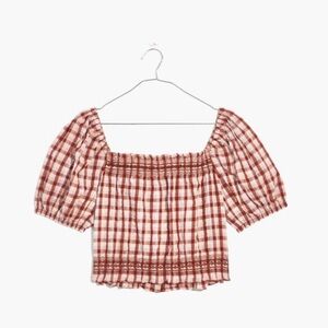 Madewell Seersucker Jeanette Plaid Top Size Small